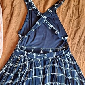 Apron bib style backless summer midi dress